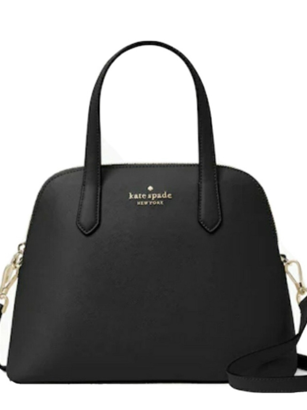 kate spade Black Dome Satchel with Gold Logo